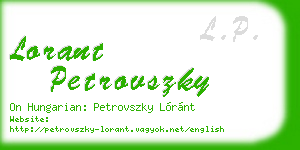lorant petrovszky business card
